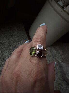 Sundance Three-Stone Ring with Green, Purple and Red Gems